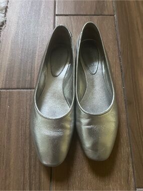 SCHUTZ Metallic Silver Ballet Flats